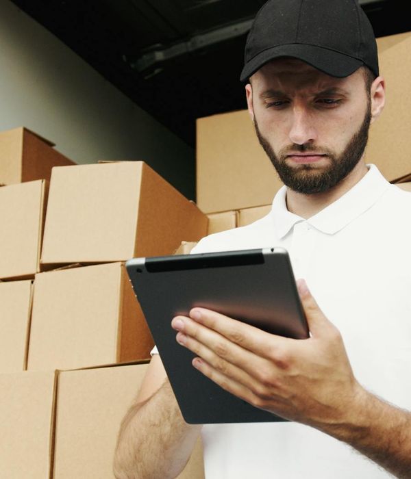 Modern logistics center with digital tracking and warehouse management