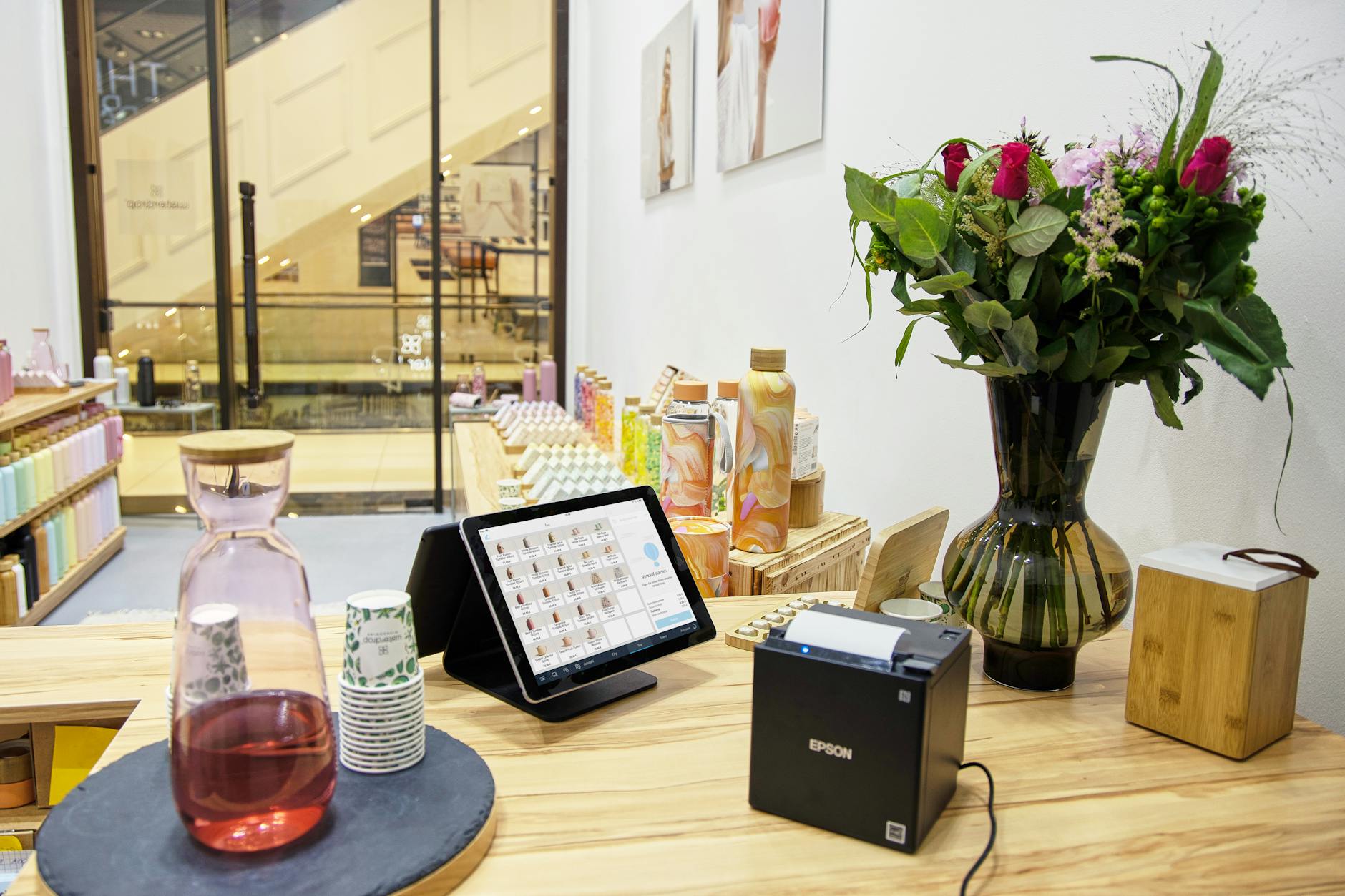 Modern retail store with integrated digital point of sale systems